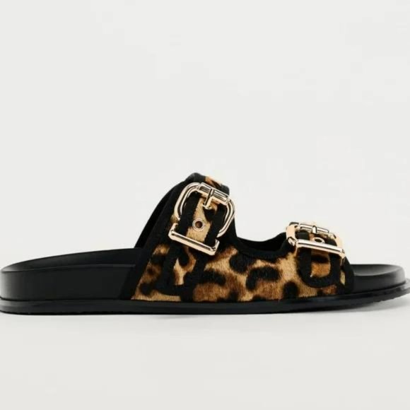 ZARA ANIMAL EMBOSSED LEATHER SLIDES - Picture 3 of 6